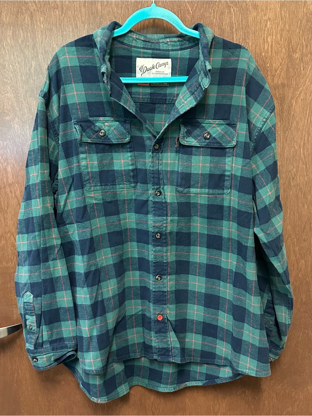Duck Camp Flannel Plaid Long Sleeve Buttonup Shirt Men’s XXL Navy Green